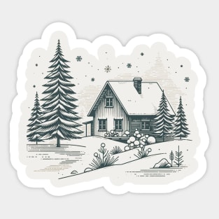 White Christmas: Vintage Musical Christmas Scene Sticker